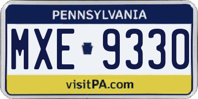 PA license plate MXE9330