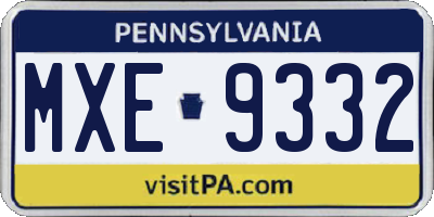 PA license plate MXE9332