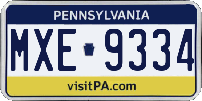 PA license plate MXE9334