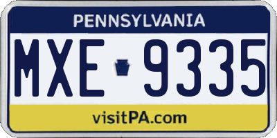 PA license plate MXE9335