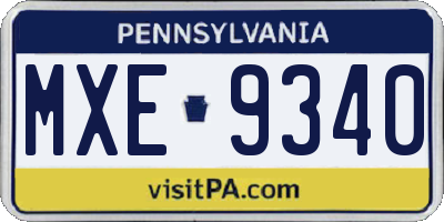 PA license plate MXE9340