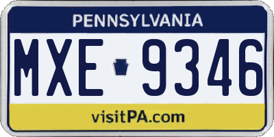 PA license plate MXE9346