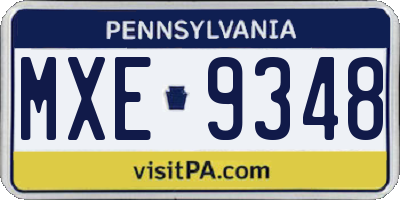 PA license plate MXE9348