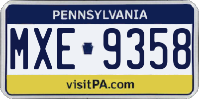 PA license plate MXE9358