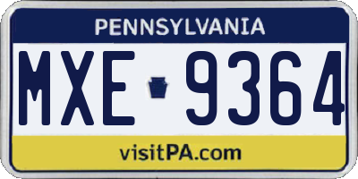 PA license plate MXE9364