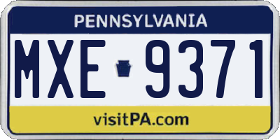 PA license plate MXE9371