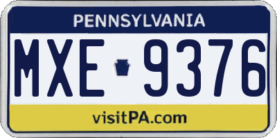 PA license plate MXE9376