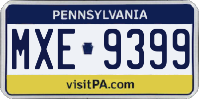 PA license plate MXE9399