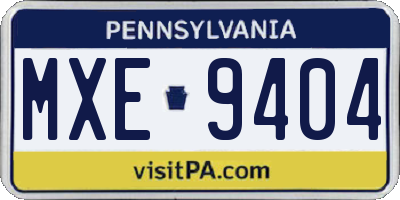 PA license plate MXE9404