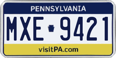 PA license plate MXE9421