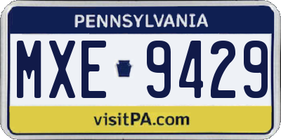 PA license plate MXE9429