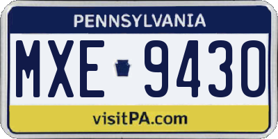 PA license plate MXE9430