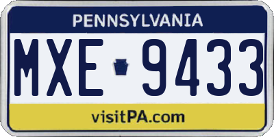 PA license plate MXE9433