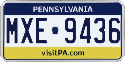 PA license plate MXE9436
