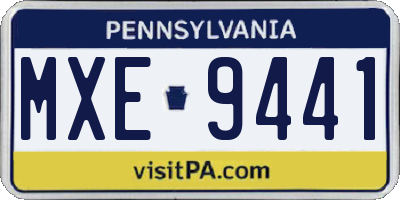 PA license plate MXE9441