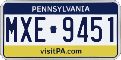 PA license plate MXE9451