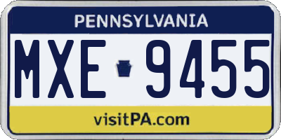 PA license plate MXE9455