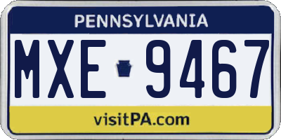 PA license plate MXE9467
