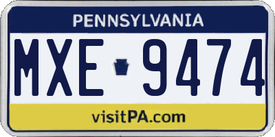 PA license plate MXE9474