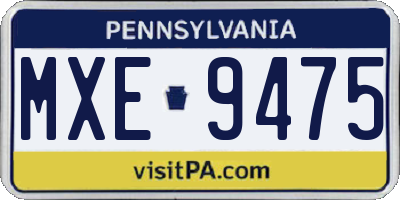 PA license plate MXE9475