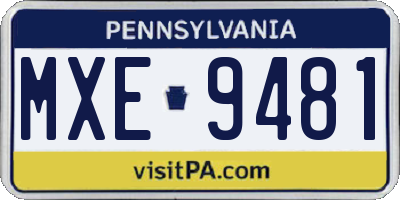 PA license plate MXE9481