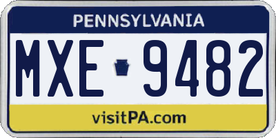PA license plate MXE9482