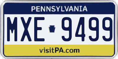 PA license plate MXE9499