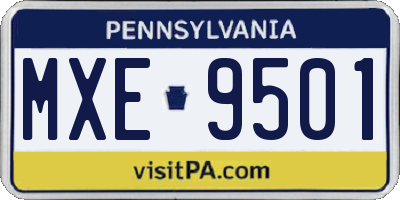 PA license plate MXE9501