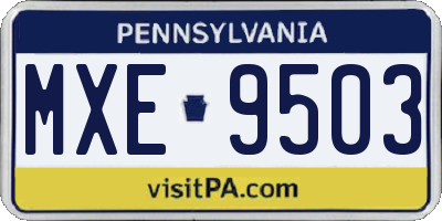 PA license plate MXE9503