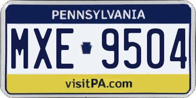 PA license plate MXE9504