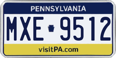 PA license plate MXE9512