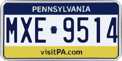 PA license plate MXE9514