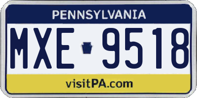 PA license plate MXE9518
