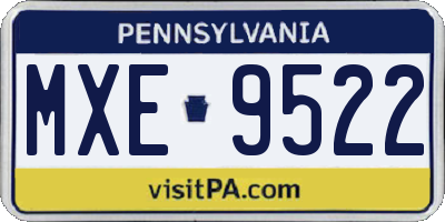 PA license plate MXE9522