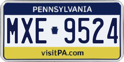 PA license plate MXE9524