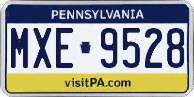PA license plate MXE9528