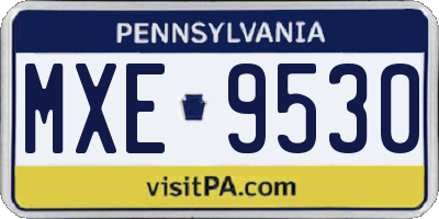 PA license plate MXE9530