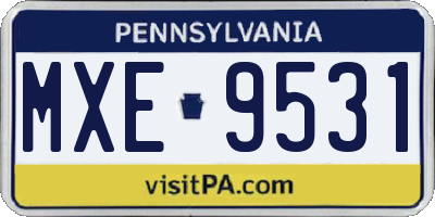 PA license plate MXE9531