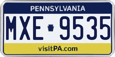 PA license plate MXE9535