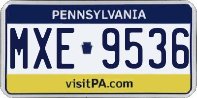 PA license plate MXE9536