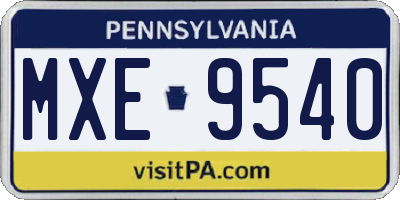 PA license plate MXE9540