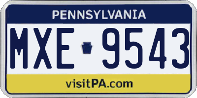 PA license plate MXE9543