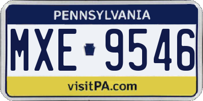 PA license plate MXE9546