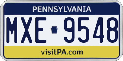 PA license plate MXE9548