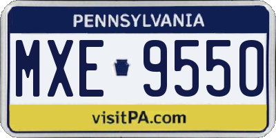 PA license plate MXE9550