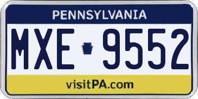 PA license plate MXE9552