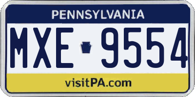 PA license plate MXE9554