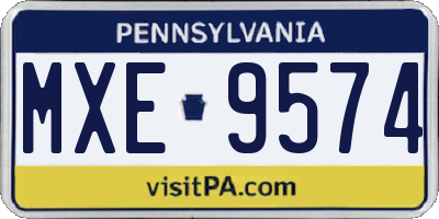 PA license plate MXE9574