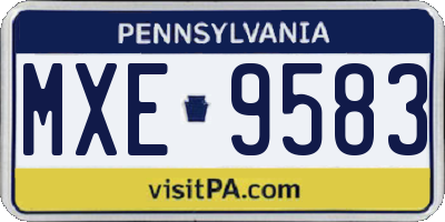 PA license plate MXE9583