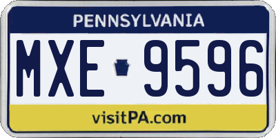PA license plate MXE9596